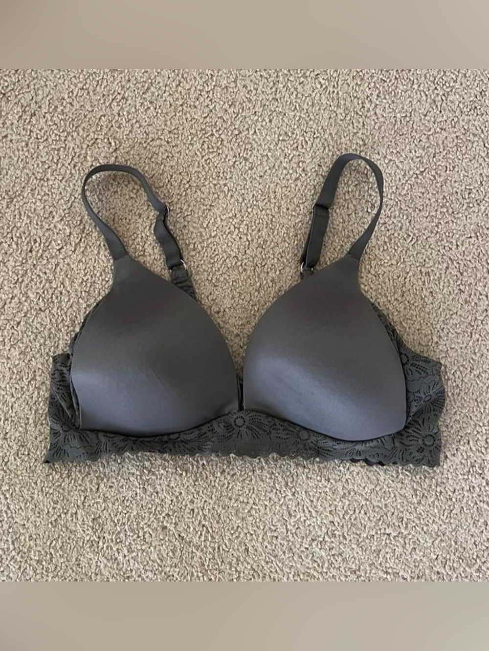 Aerie dark gray real sunnie wireless lightly lined bra